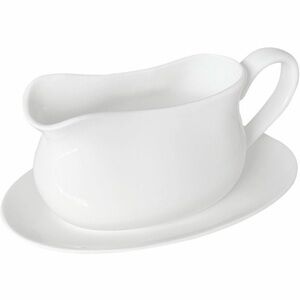 White Porcelain Gravy Boat with Underplate